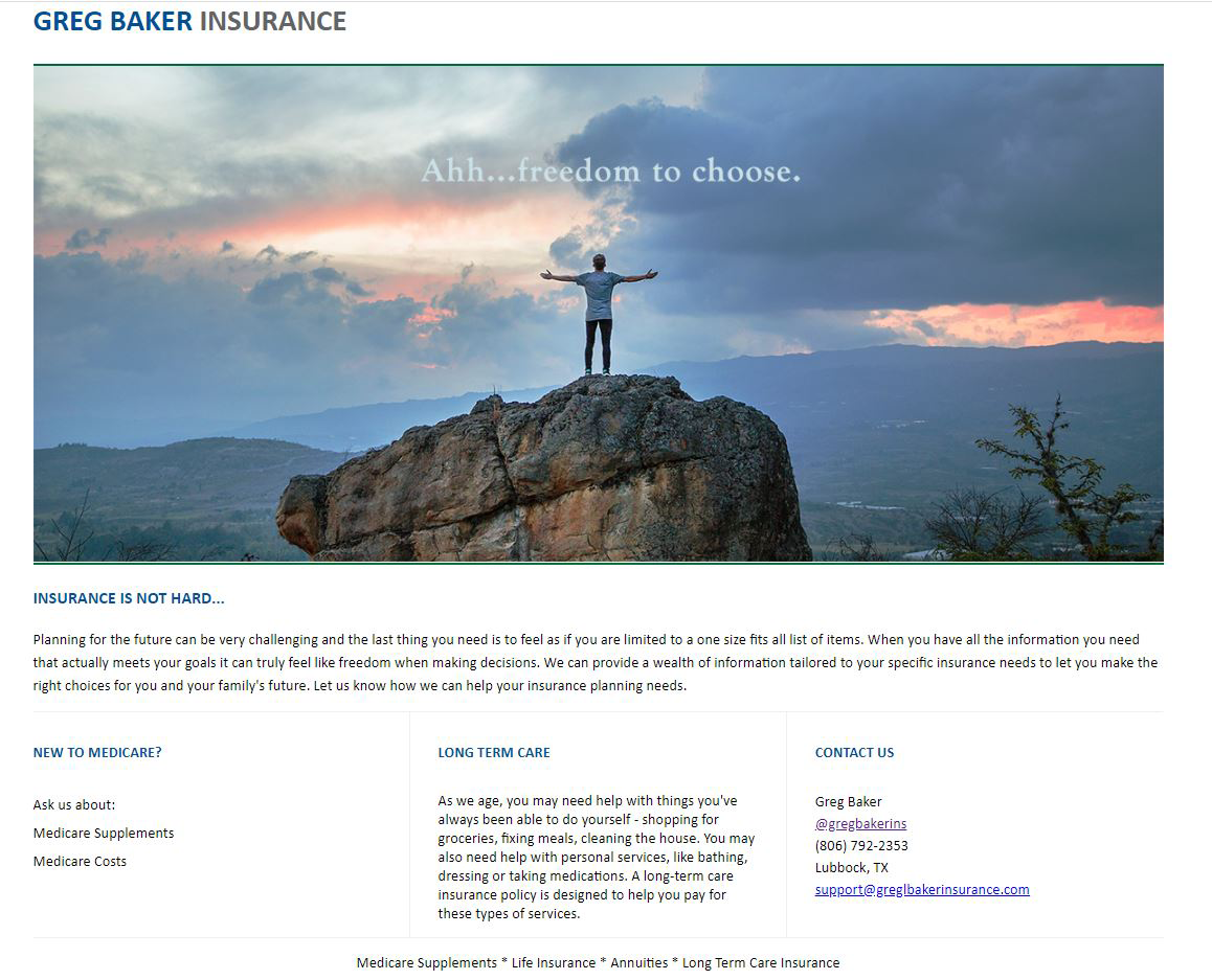 insurance website screenshot